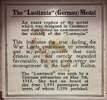 Lusitania medal box inside lid text